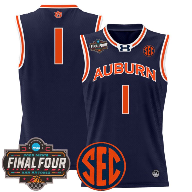 Men Auburn Tigers #1 blue 2025 Final Four Patch Lightweight  NCAA Jersey->ncaa teams->NCAA Jersey